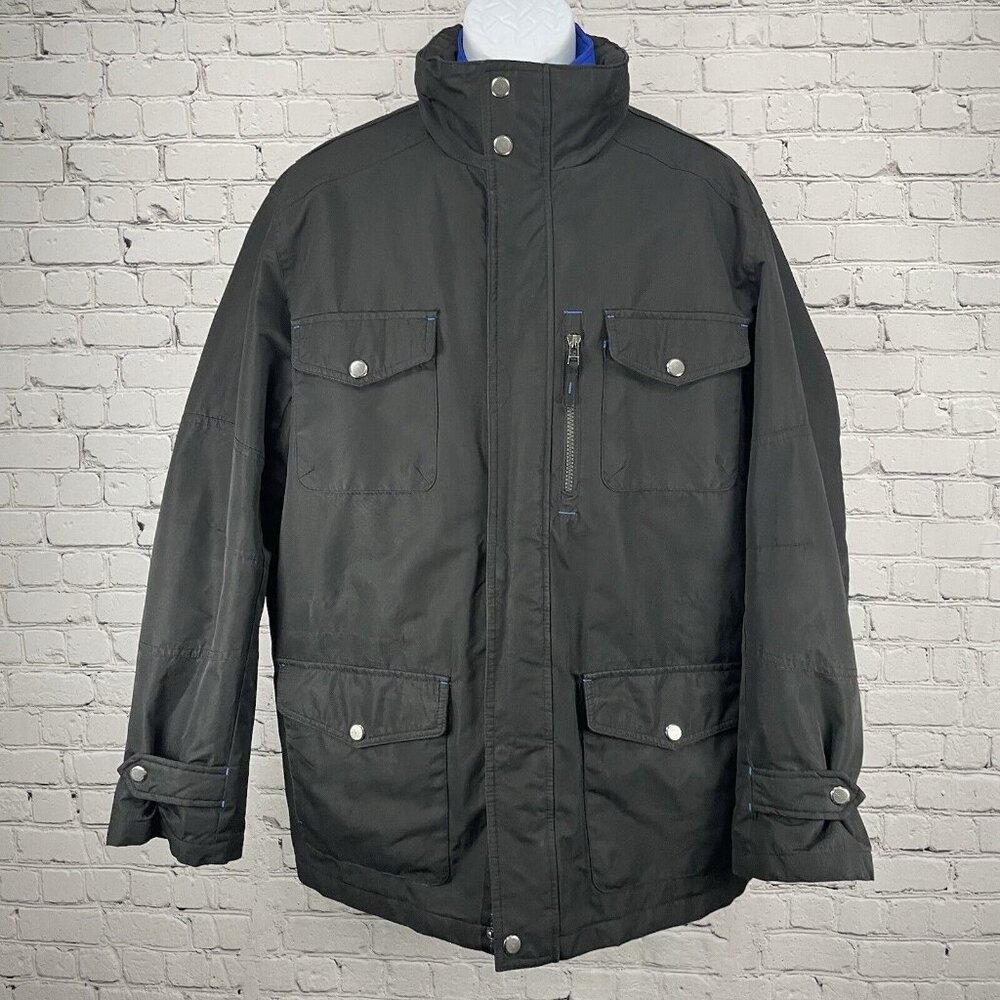 London Fog Black Functional Outdoor Gear Heavy Zip Snap Coat Size Large L
